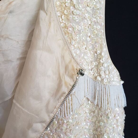 Creations by Harilela's Vtg 1960's Womens Beads Top Sz 38 Sequins Gatsby Flapper - Picture 7 of 8